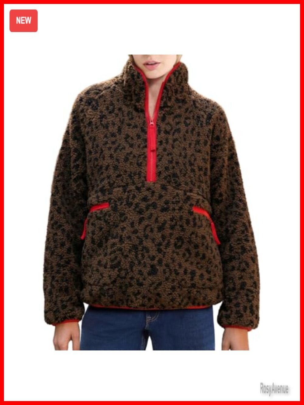 Fleece Half Zip Sherpa Pullover Sweatshirt Casual Warm Winter Jacket